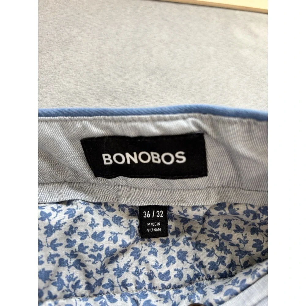 Bonobos Mens Chino Pants 36 X 31 Flat Front Slim Fit Stretch Blue Preppy Office